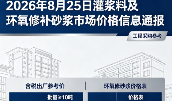 南木林2026年8月25日灌浆料及环氧修补砂浆市场价格信息通报